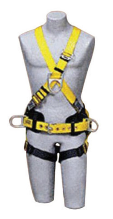 DBI/SALA 1101818 2X Delta Construction/Cross Over Style Harness With Back And Side D-Rings, Adjustable front D-Ring, Parachute Buckles On Lower Shoulder Strap, Pass-Through Buckle Leg Strap And Tongue Buckle Body Belt With Foam Back Pad