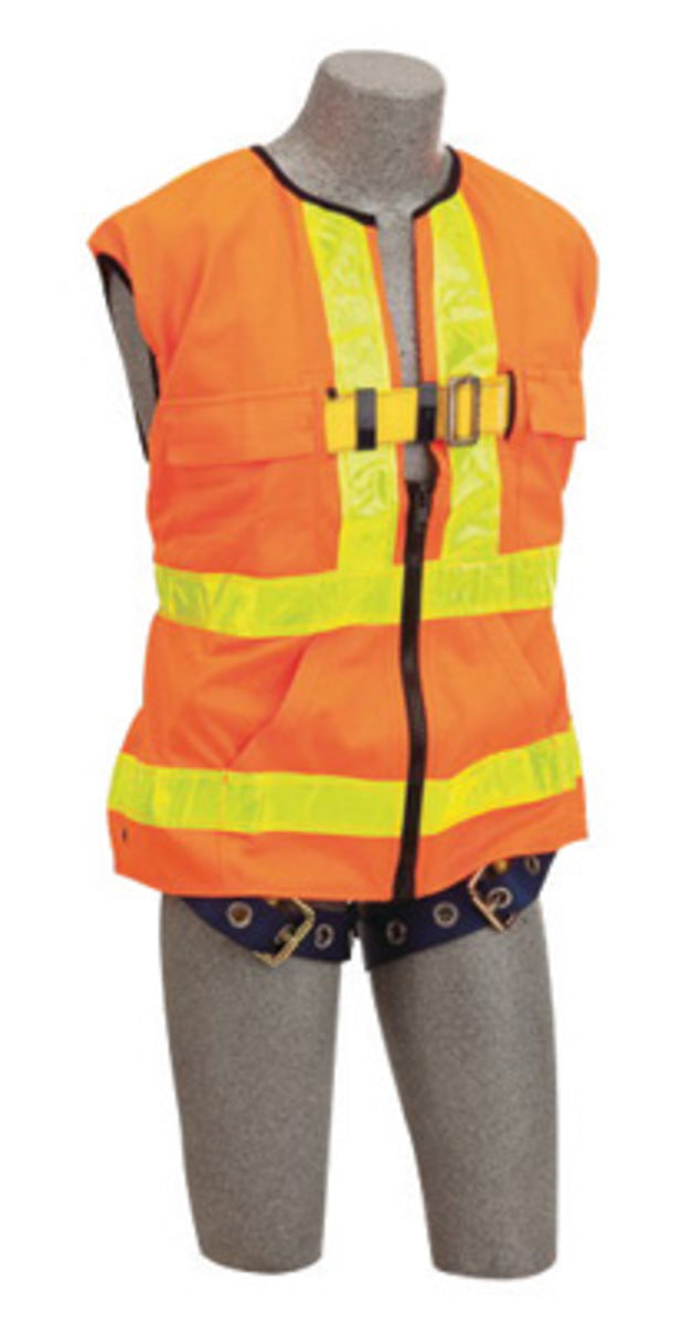 3M DBI SALA DBI/SALA 1107405 X-Large Delta Hi-Viz Orange No-Tangle Full Body/Workvest Style Hi-Viz Orange Harness With Back D-Ring And Tongue Leg