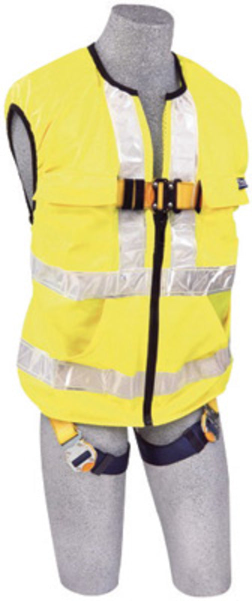 3M DBI SALA DBI/SALA 1111584 Universal Delta Hi-Viz Yellow No-Tangle Full Body/Workvest Style Hi-Viz Reflective Yellow Harness With Back D-Ring And