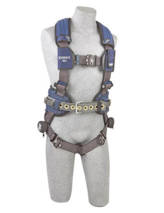 DBI/SALA 1113196 Medium ExoFit NEX Full Body/Vest Style Harness With Tech-Lite Aluminum Back D-Ring, Miner'S Belt With Pad And Side D-Ring, Duo-Lok Quick Connect Leg And Chest Strap Buckle, Torso Adjuster, Back And Leg Comfort Padding
