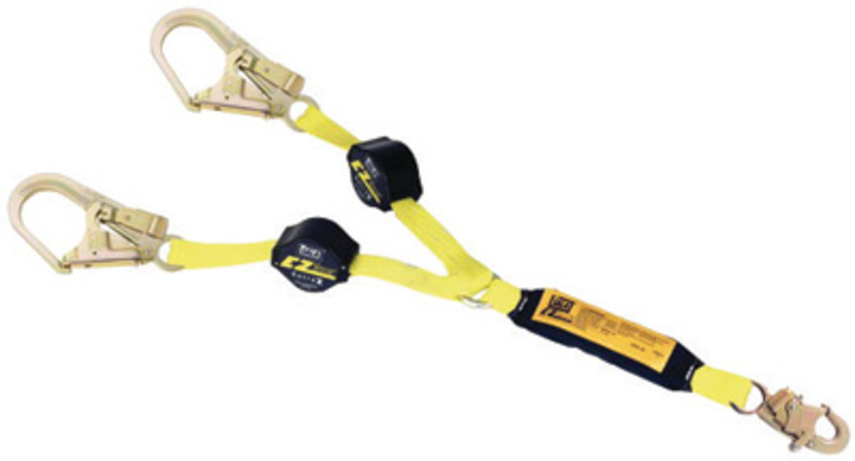 DBI/SALA 1241482 6' Retrax 1 3/8 Polyester Web Twin-Leg 100% Tie-Off Shock-Absorbing Retractable Lanyard With Snap Hook At Center And Aluminum Rebar Hooks At Leg Ends