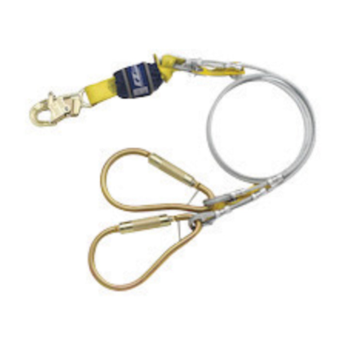 DBI/SALA 1246182 6' EZ-Stop 1/4 Vinyl Coated Galvanized Cable 100% Tie-Off Shock Absorbing Lanyard With Snap Hook At Center And Steel Carabineer At Leg Ends