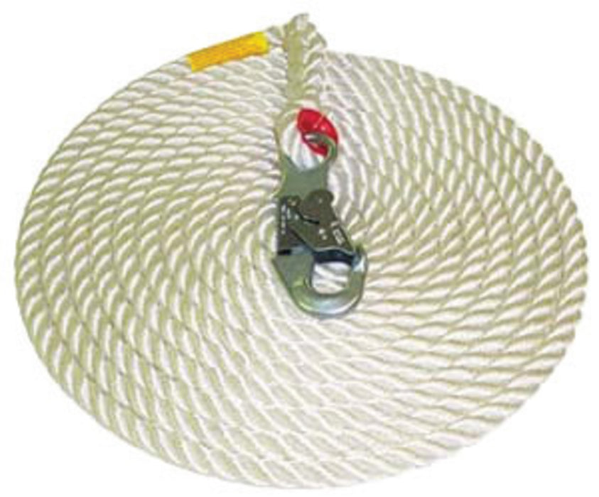 DBI/SALA 1299991 30' Protecta 5/8 Polyester And Polypropylene Blend Rope With Snap Hook At One End And Tapered At Other End
