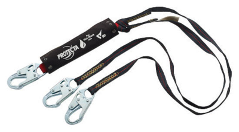 3M DBI SALA DBI/SALA 1340128 6' Protecta PRO Pack Hot Works Kevlar Web Single-Leg Shock-Absorbing Lanyard With Snap Hook At One End, Steel Rebar