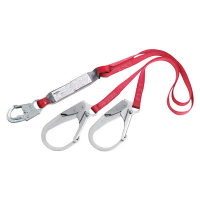 DBI/SALA 1340180 6' PROTECTA PRO Pack 1 Polyester Web Twin-Leg 100% Tie-Off Shock-Absorbing Fixed Lanyard With Self-Locking Snap Hook At Center And Self-Locking Steel Rebar Hook At Leg Ends