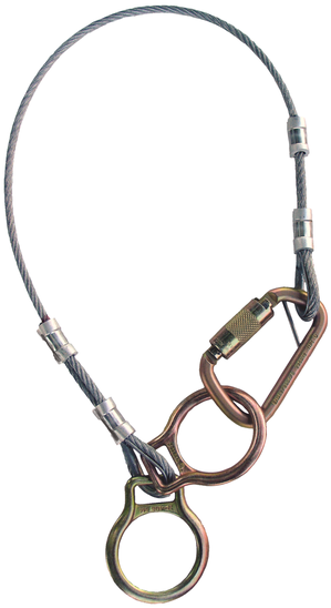 3M DBI SALA DBI/SALA 2190100 3' Dual Ring 1/4 Galvanized Steel Cable Tie-Off Adapter With Carabineer At One End And Two D-Rings At The Other