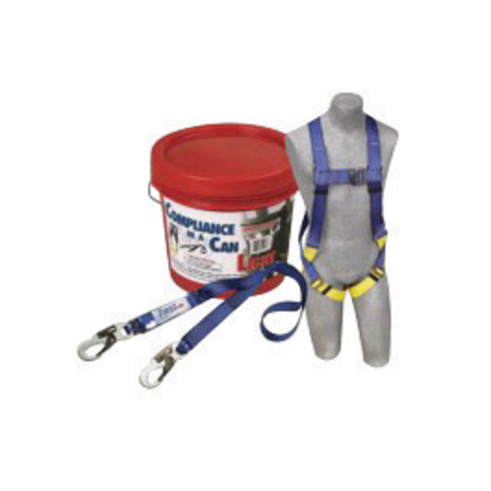 DBI/SALA 2199802 Protecta PRO Compliance-In-A-Can Light Roofer's Fall Protection Kit (Includes 1191995 First Harness, 1341001 Pro 6' Single-Leg Shock Absorbing Lanyard, Bucket And 3600 lb Gated Hooks)