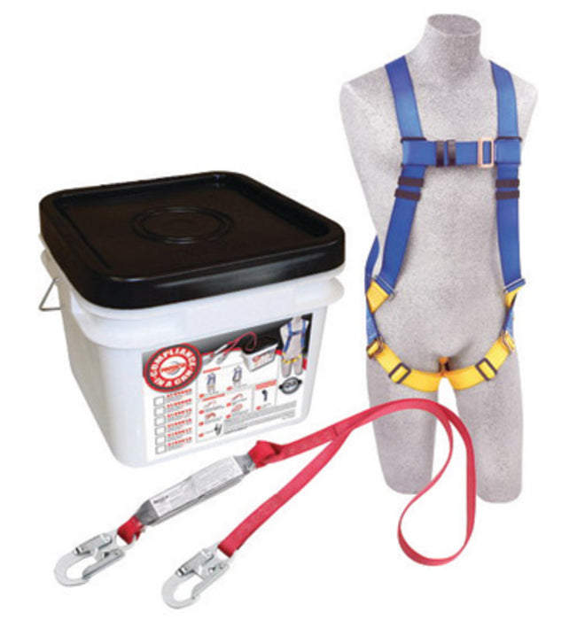 DBI/SALA 2199806 Protecta PRO Compliance-In-A-Can Light Roofer's Fall Protection Kit (Includes 1191995 First Harness, 1341001 Pro 6' Single-Leg Shock Absorbing Lanyard, Bucket And 3600 lb Gated Hooks), 48 Per Pack