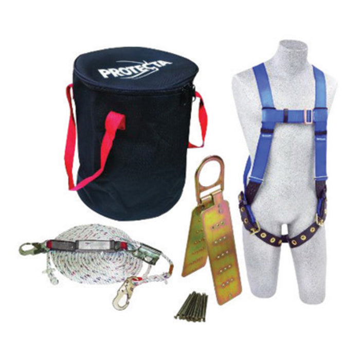 DBI/SALA 2199814 Universal Protecta Compliance-In-A-Can Roofer's Fall Protection Kit (Includes AB17550 First Harness, 1340005 Rope Adjuster With Lanyard, AJ730A Reusable Roof Anchor, 1204001 50' Lifeline And Carry Bag)