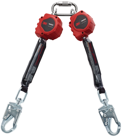 3M DBI SALA DBI/SALA 3100413 6' Protecta Rebel Twin Leg Self Retracting Polyester Web Lifeline With Steel Swiveling Snap Hooks And Quick Connector