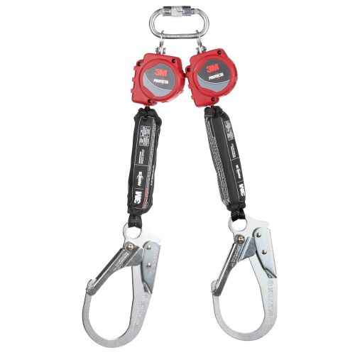 3M DBI SALA 3M Protecta 3100512 Twin-Leg Self-Retracting Lifeline with Carabiner, Web, Steel Rebar Hooks, Self Retracting Lifeline