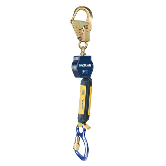 3M DBI SALA DBI/SALA 3101237 6' Nano-Lok Single Leg Self-Retracting 3/4 Dyneema Polyester Web Lifeline With Aluminum Carabiner, Swiveling Anchor