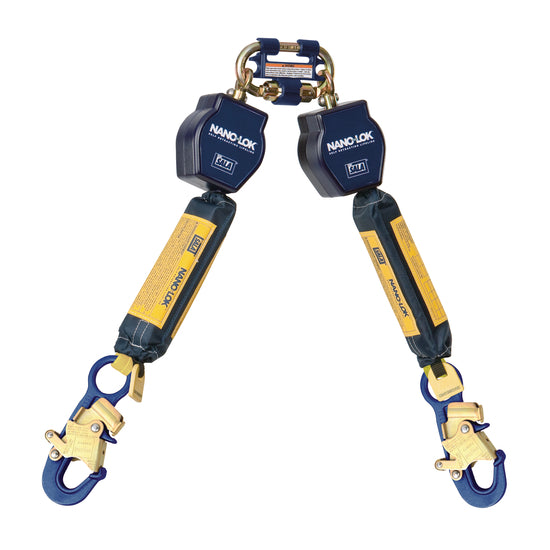 3M DBI SALA DBI/SALA 3101276 6' Nano-Lok Twin Leg Self-Retracting Dyneema Polyester Web Lifeline With Quick Connector Anchorage Connection And (2)