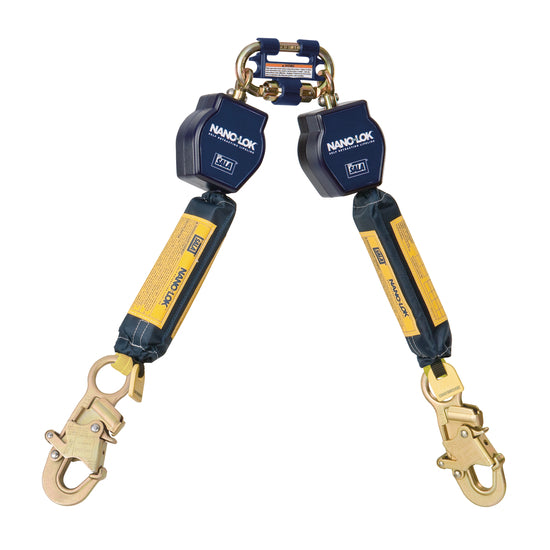DBI/SALA 3101279 6' Nano-Lok Twin Leg Self-Retracting Dyneema Polyester Web Lifeline With Quick Connector Anchorage Connection And (2) Steel Snap Hooks