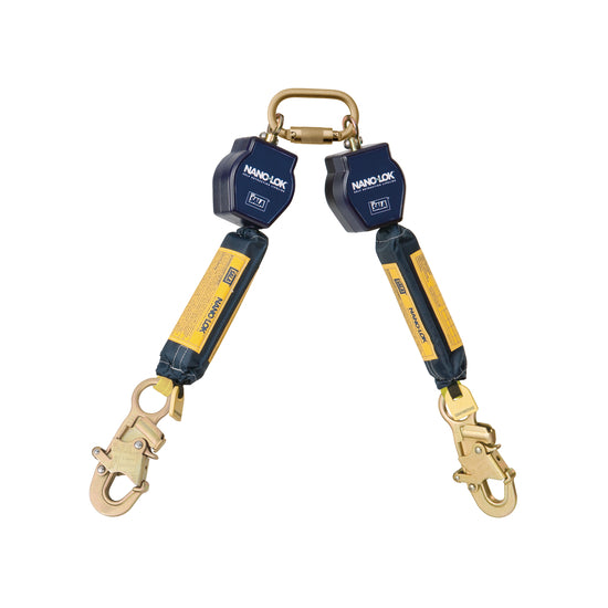 3M DBI SALA DBI/SALA 3101287 6' Nano-Lok Twin Leg Self-Retracting 3/4 Dyneema Polyester Web Lifeline With Quick Connector Anchorage Connection And