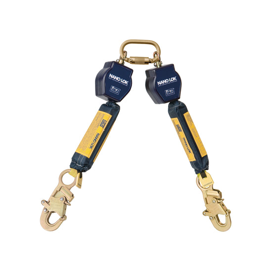DBI/SALA 3101287 6' Nano-Lok Twin Leg Self-Retracting 3/4 Dyneema Polyester Web Lifeline With Quick Connector Anchorage Connection And Self-Locking Snap Hook