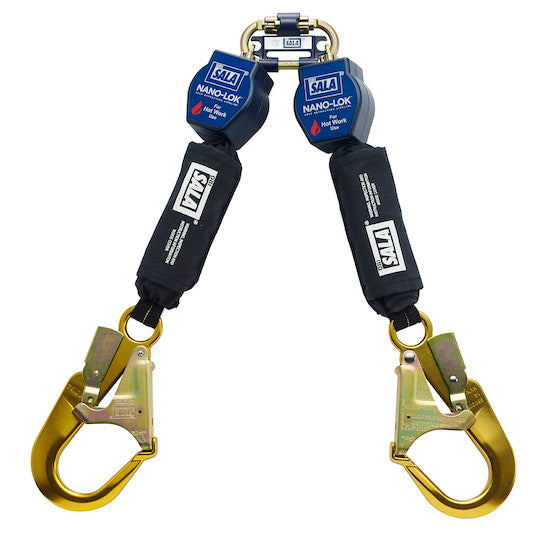 3M DBI SALA DBI/SALA 3101504 Nano-Lok Twin-Leg Quick Connect Self Retracting Lifeline - Web - For Hot Work Use, Self-retracting Lifelines