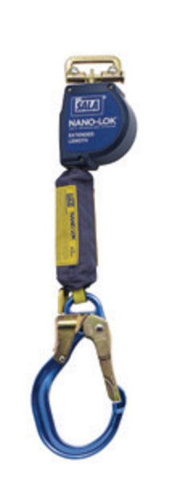 DBI/SALA 3101589 9' Nano-Lok Extended Length Quick Connect Self Retracting Dyneema Fiber And Polyester Web Lifeline With Aluminum Locking Rebar Hook And Quick Connector for Harness Mounting