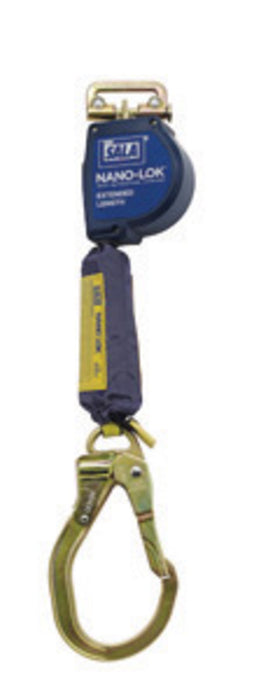 DBI/SALA 3101591 9' Nano-Lok Extended Length Quick Connect Self Retracting Dyneema Fiber And Polyester Web Lifeline With Steel Locking Rebar Hook And Quick Connector For Harness Mounting
