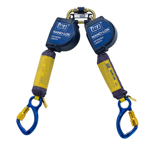 3M DBI SALA DBI/SALA 3101622 Nano-Lok Extended Length Twin-Leg Quick Connect Self Retracting Lifeline, Self-retracting Lifelines
