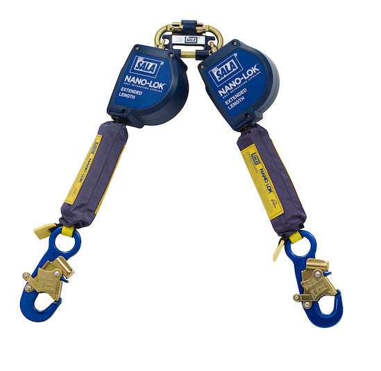 3M DBI SALA DBI/SALA 3101623 Nano-Lok Extended Length Twin-Leg Quick Connect Self Retracting Lifeline, Self-retracting Lifelines