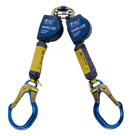 3M DBI SALA DBI/SALA 3101624 Nano-Lok Extended Length Twin-Leg Quick Connect Self Retracting Lifeline - Web, Self-retracting Lifelines