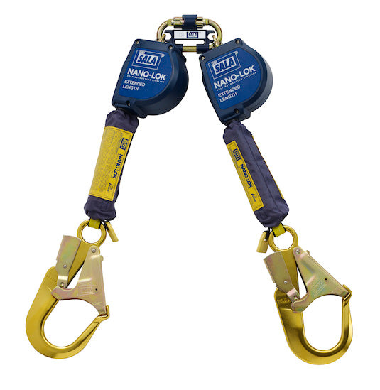 3M DBI SALA DBI/SALA 3101625 Nano-Lok Extended Length Twin-Leg Quick Connect Self Retracting Lifeline, Self-retracting Lifelines