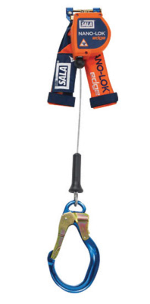 3M DBI SALA DBI/SALA 3500216 8' Nano-Lok edge 3/16 Galvanized Steel Cable Single Leg Self-Retracting Lifeline With 2-1/2 Aluminum Rebar Lock Nose Hook