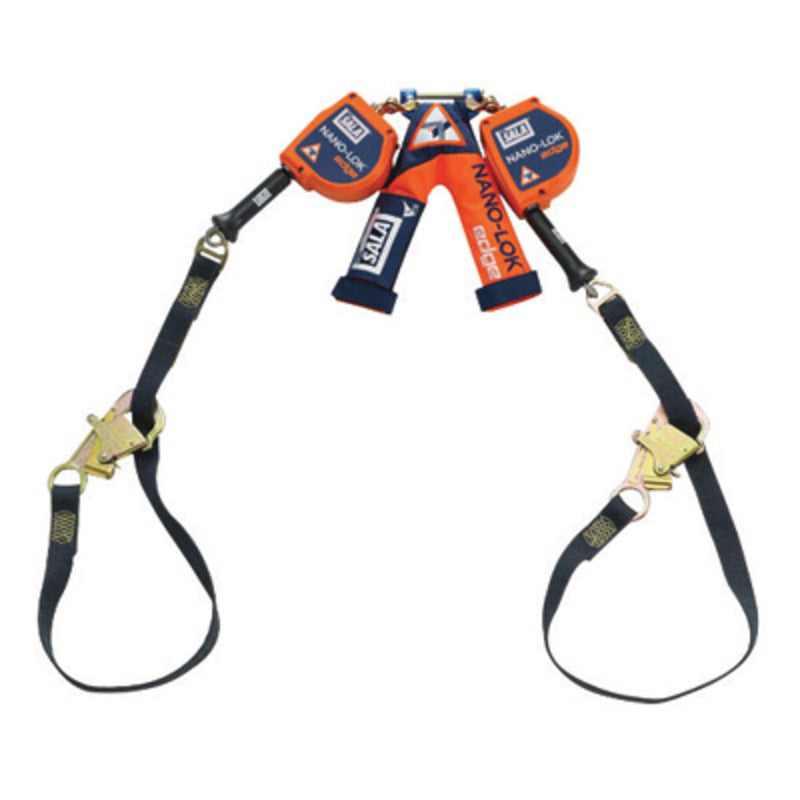 3M DBI SALA DBI/SALA 3500228 8' Nano-Lok edge 3/16 Galvanized Steel Cable Twin Leg Self-Retracting Lifeline With Tie-Back Hooks