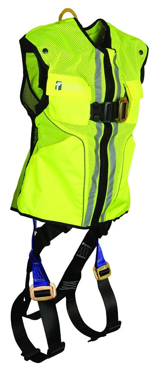 Falltech 7015LXL Vest Harness Construction Grade 1D Standard Non-Belted Lime Large/XL MB/MB, High-Vis Safety Vest