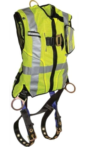 Falltech 70182X3XL Vest Harness Class 2 3D Standard Non-Belted Lime, Hi-Vis Safety Vest