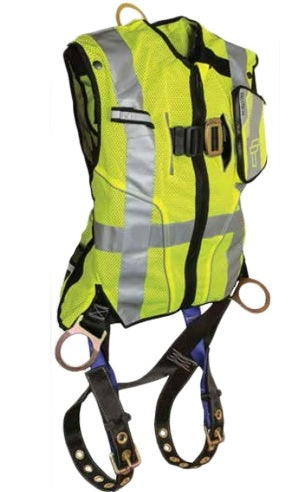 Falltech 7018SML Vest Harness Class 2 3D Standard Non-Belted Lime Sm/Med TB/MB, High-Vis Safety Vest