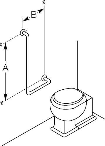 Bradley 8120-040000 Grab Bar- Concealed- 1-1/2 OD x 32 x 9, Grab Bars