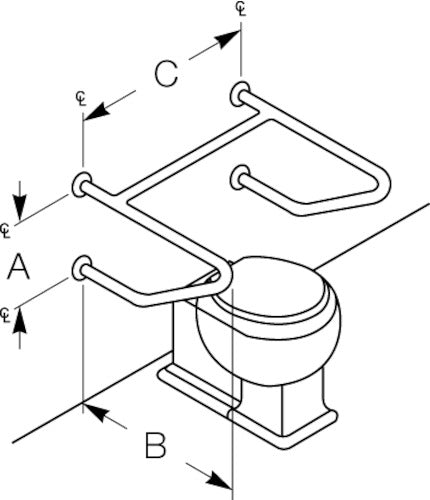 Bradley 8120-117000 Grab Bar- Concealed- 1-1/2 OD x 16 x 24 x 24, Grab Bars