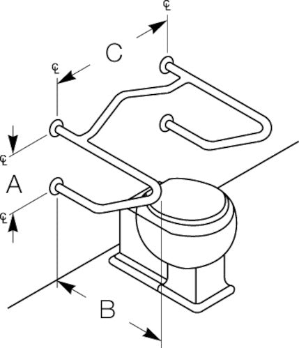 Bradley 8120-118000 Grab Bar- Concealed- 1-1/2 OD x 16 x 24, Grab Bars