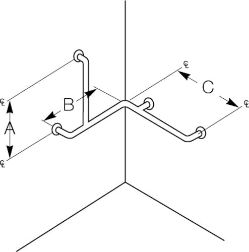 Bradley 8320-034000 Grab Bar- Concealed- 1-1/4 OD x 24 x 26 x 26, Grab Bars
