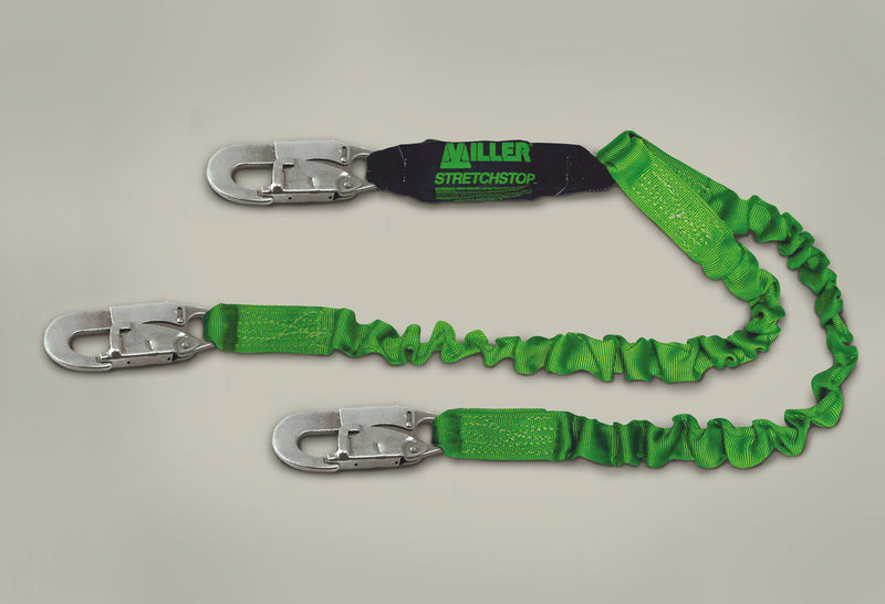 Miller 8798SS-Z7/6FTGN Stretchstop Two Legs 6' Webbing Lanyard, Web Lanyard