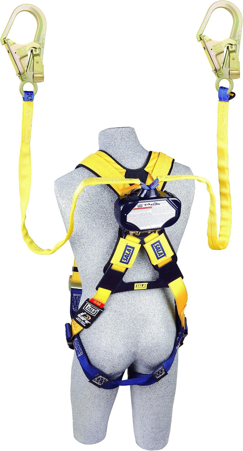 3M DBI SALA DBI/SALA 3102101 7 1/2' Talon Tie-Back Twin-Leg Self Retracting 1 Nylon Web Lifeline With Delta Comfort Pad, (2) Lanyard Keepers, Steel
