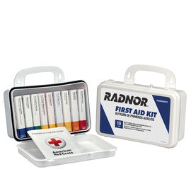 RADNOR 64058075 White Plastic Portable Or Wall Mounted 10 Person 10 Unit First Aid Kit