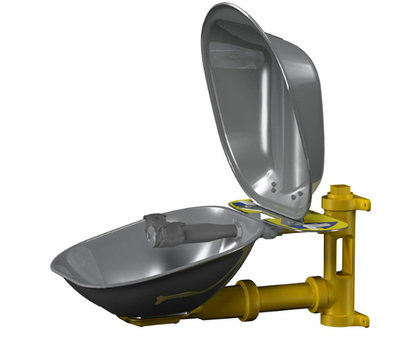 Bradley S19224DC Wall Mounted Eye Wash Station With Stainless Steel Bowl And Dust Cover, Eyewash