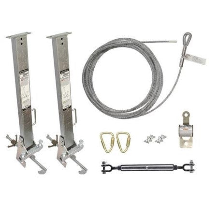 Falltech 60310012 Temporary Cable HLL System with Stanchions for 4" to 12" I-Beams, Cable Horizontal Lifeline