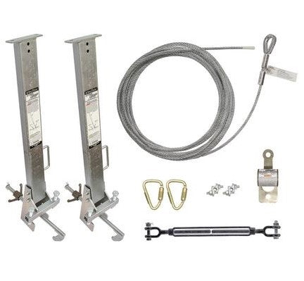 Falltech 6033024 Temporary Cable HLL System with Stanchions for 4" to 24" I-Beams, Cable Horizontal Lifeline