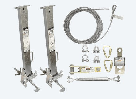 Falltech 6036012 Temporary Cable HLL System with Stanchions for 4" to 12" I-Beams, Horizontal Lifelines