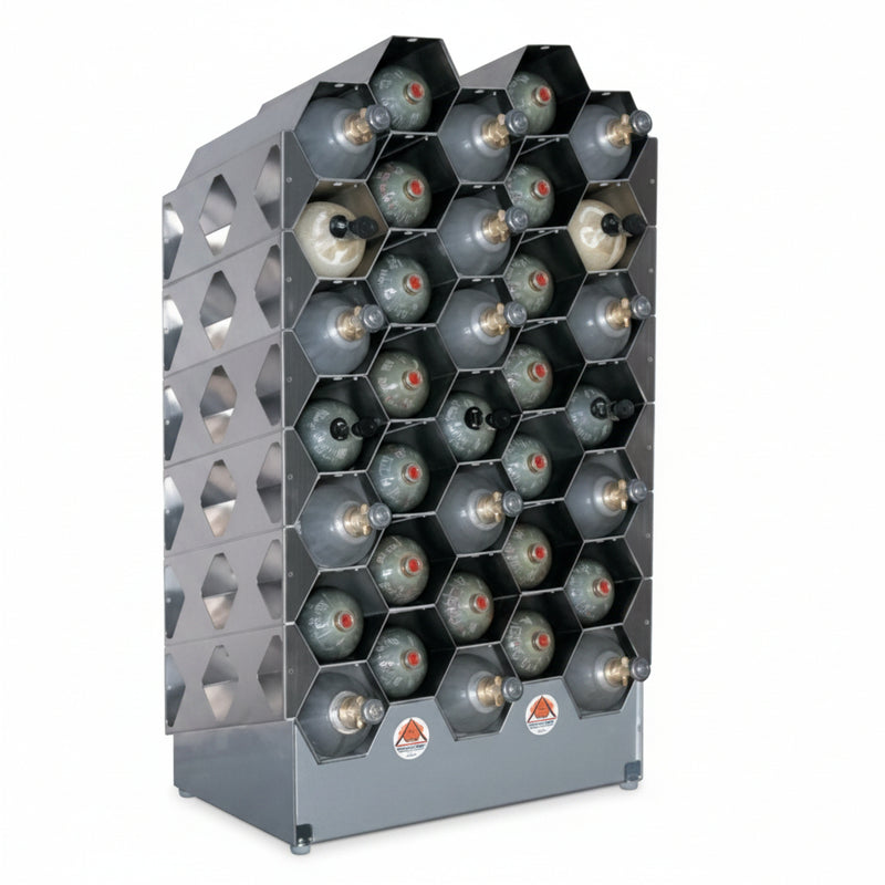 AIR SYSTEMS INTERNATIONAL AK40-30TS Cylinder Rack, 30 Cylinder, With Thread Saver, 22.5 x 64 Inch Size, Aluminium

