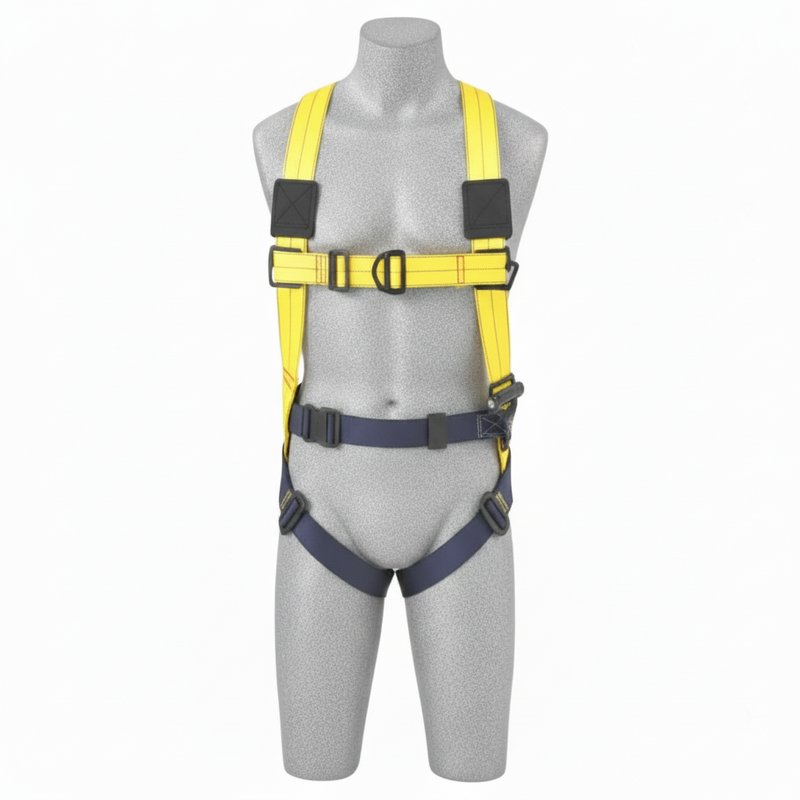 DBI-SALA 1110601 X-Large Delta no-tangle vest-style full body harness with back D-ring, Tech-Lite quick-connect leg strap buckles, repellent webbing, and adjustable fit for industrial fall protection and construction safety applications.