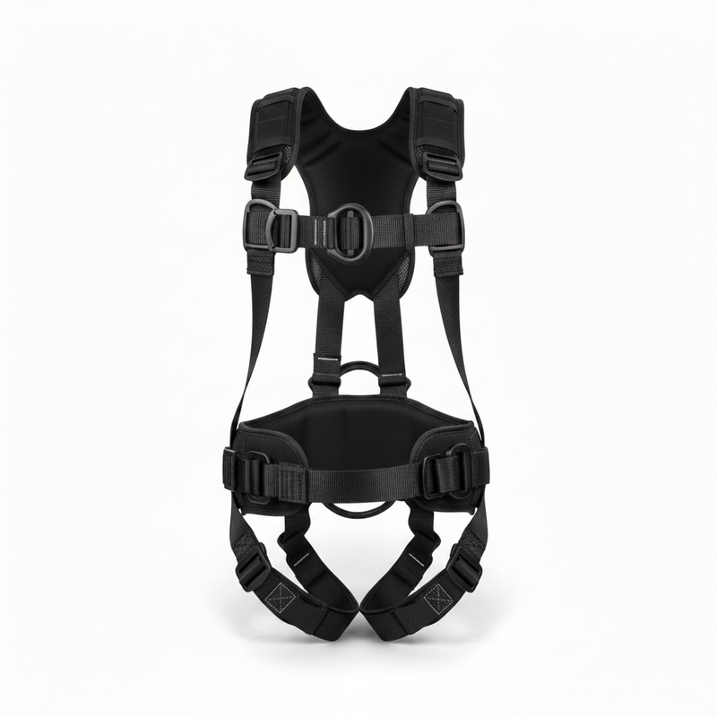DBI-SALA 1113371 medium ExoFit NEX full body harness with back, front suspension, and side D-rings, integrated belt with pad, Duo-Lok quick-connect chest and leg strap buckles, hybrid comfort padding, and equipment loops for advanced fall protection and work positioning.