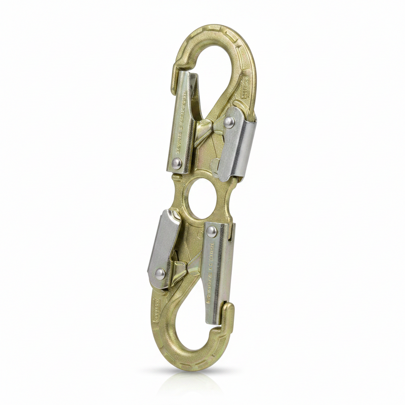 DBI-SALA 2108403 alloy steel spreader hook with 3/4-inch throat opening, dual self-locking snap hooks, and durable all-metal construction for work positioning, tower climbing, rescue, and fall protection applications.