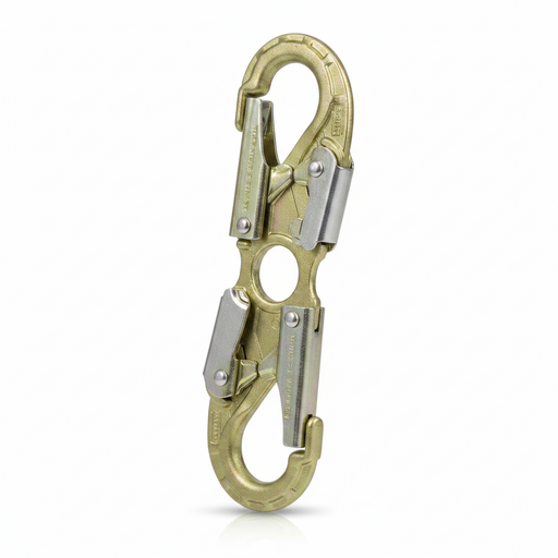 DBI-SALA 2108403 alloy steel spreader hook with 3/4-inch throat opening, dual self-locking snap hooks, and durable all-metal construction for work positioning, tower climbing, rescue, and fall protection applications.