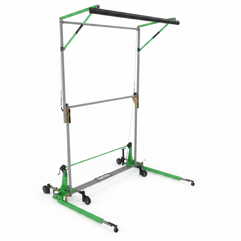 DBI-SALA 8517750 FlexiGuard counterweight jib system with 360-degree rotating boom, portable counterweighted base, forklift pockets, and integrated overhead anchorage point designed for single-user fall protection in industrial maintenance and construction environments.