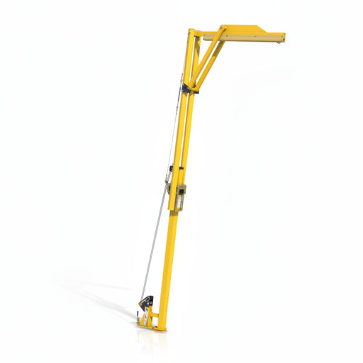 DBI-SALA 8530566 FlexiGuard EMU jib base counterweight system with 5,000 lb steel and concrete ballast, forklift pockets for transport, 360-degree jib rotation support, and engineered modular design for portable overhead fall protection anchorage in industrial and construction environments.